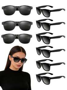 3pcs Retro Party Glasses - Variety Of Classic Wide Frame Glasses, Lightweight PC Material, Matte Black Style, Suitable For Costume Parties, Weddings, Photo Shoots, Unisex, Event Gifts, Fashionable - Multicolor - View 3