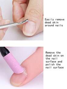 Nail Cuticle Remover Tool, Double-Headed Cuticle Fork, Nail Polishing Pen, Cuticle Polishing Pen, Quartz Nail Polishing Pen - Multicolor - View 2