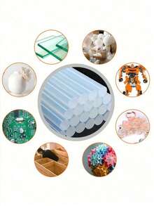 5/50/100 piezas Mini barras de pegamento termofusible - Barras de pegamento de alta calidad transparentes de 10 cm de largo y 0,7 cm de diámetro, adecuadas para tela, madera, papel, metal, plástico y otros materiales, compatibles con la mayoría de las herramientas de manualidades comunes - cilíndrico - Ver 6