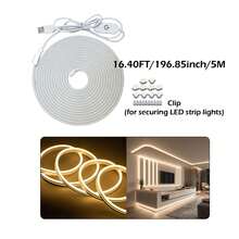 Touch Switch Neon Light Strip - USB Powered. Available In Warm Light/White Light, Comes With Clips For Easy Installation. Perfect As Ambient Lighting For Bedrooms, Living Rooms, And Cabinets. - Touch the Neon Light Strip - View 14