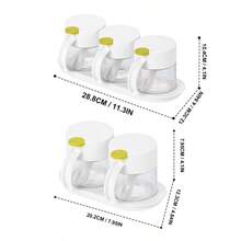 3Pcs/2Pcs Glass Spice Jars With Airtight Lids & Non-Slip Handle, Moisture-Proof Seasoning Containers With Detachable Tray, Condiment Pots For Salt Pepper Sugar BBQ Sauce, Multi-Use Kitchen Organizer For Indoor Cooking & Outdoor Grilling Picnic - 彩色 - 查看 4