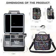 Pawtong Lunch Box Set With Bento Box Container, 17OZ Stainless Steel Food Soup Thermo,  Water Bottle & Portable Insulated Lunch Bag – Leakproof, Hot/Cold Retention For Schoolsss, Travel (Black-Game) - 黑貓 - 查看 3