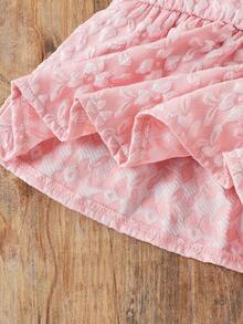 2pcs/Set Young Girl' Jacquard Sleeveless Camisole And Pants Set, Summer - Pink - View 6