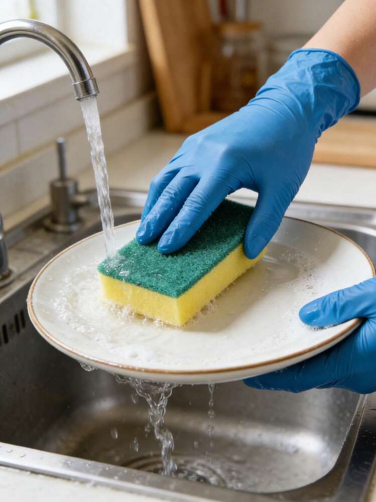 1 Pack Disposable Nitrile Gloves, Thick High Elastic Latex Gloves For Dishwashing, Waterproof Oil-Resistant PVC Household Gloves - A - View 7