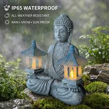 LUMIARTISAN Meditating Buddha Statue With Solar Lights, Zen Garden Decor For Home, Patio, Yard, Outdoor – Unique Gift For Women And Friends(Two Pavilions) - Hai Nhà Triển Lãm - Xem 5
