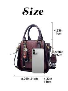 Women Fashion Handbags Top Handle Shoulder Bag Wallet Classic Vintage PU Leather Shoulder Bag Casual Crossbody Bags For Valentine's Day Use - Màu tím - Xem 8