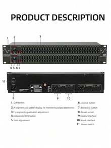 31-Band Dual Channel Graphic Equalizer-Professional Stereo EQ For Home Audio & DJ Setups - US A Type Plug(110-127V) - View 11