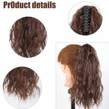 Clip-In Wavy Waterfall Ponytail Synthetic Hair Extensions, Fashionable Curly Wig - Dark Brown - View 6