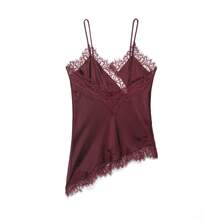 Model Terbaru Atasan Camisole Wanita dengan Dekorasi Renda, Gaya Musim Panas Eropa dan Amerika - Merah tua - View 2