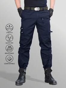 KEFITEVD Men's Tactical Pants Military Work Pants For Men Ripstop 9 Pockets Construction Trousers - 藏蓝色 - 查看 2