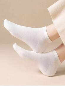 5/10/20 Đôi tất cổ ngắn nữ màu trơn, đơn giản, thời trang, đa năng, thoải mái và thoáng khí. - Nhiều màu - Xem 8