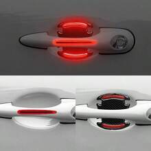 1set 8pcs Red Car Door Bowl Handle Reflective Stickers - Màu xanh da trời - Xem 2