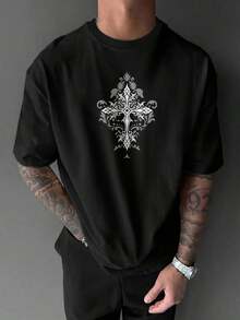 Popular, Caballero Ángel, Alas Cruzadas y Patrón, Camiseta de Verano de Manga Corta para Hombre, Elegante y Guapo, Adecuada para el Verano, Tela Cómoda - Blanco - Ver 9