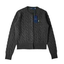 Polo Ralph Lauren Classic Embroidered Wool Cardigan | Cable-Knit Cashmere Blend Crewneck Button-Front Sweater, Women's Timeless Knitwear - 深灰色 - 查看 8