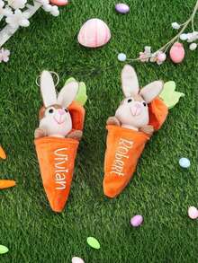 Personalized Carrot Rabbit: Double-Sided Carrot Keychain, Customized Toy Keychain, Easter Double-Sided Rabbit Keychain - Multicolor - View 5