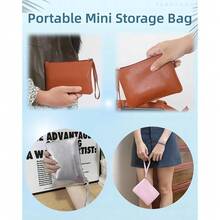 4.5 X 6.5 Clutch Stadium Approved, Leather Coin Purse For Women Wristlet Money Pouches For Cash Car Change With Zipper Lipstick Holder, Extra Small Makeup Bag For Purse Organizer Insert, Brown - zBrown - 查看 5