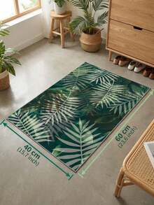 Modern Tropical Plant Green Leaf Pattern Bohemian Style Living Room Carpet. Rhombus Plush Rectangular Low Pile Carpet With Embossed Details, Decorative Rug Suitable For Living Room, Bedroom And All Season Home Decor. Soft And Easy Care, Machine Washable - Multicolor - View 13