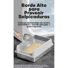 UNA MASCOTA Arenero Semicerrado para Gatos XL, Acero Inoxidable - Beis - Ver 3