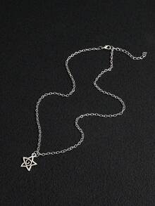 1pc Fashionable Minimalist Swirl Star Necklace, Versatile Star Choker Necklace For Women - Silver - View 4