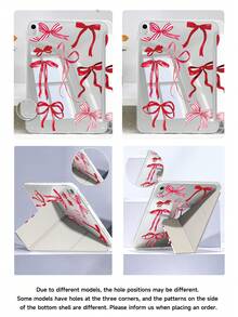 红色蝴蝶结图案平板电脑保护套，兼容苹果Air 11英寸M3（2025款）/M2（2024款）、苹果Air第五代（2022款）、（A16）11英寸第十一代（2025款），也兼容三星Galaxy Tab平板电脑和Kindle Paperwhite第十二代（2024款）。透明背壳，时尚图案保护套，具备自动休眠/唤醒功能和气囊保护，适合作为礼物或办公用品。 - 彩色 - 查看 8