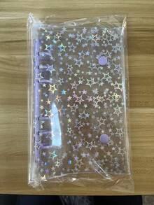 全息星形透明活页计划本套装，金属活页夹，甜美少女风，彩虹全息星形+马卡龙粉色撞色图案，透明全息，按扣闭合+可拆卸活页，可用于照片套、相册、预算计划、日记、笔记本、办公用品 - 計劃本 - 查看 12
