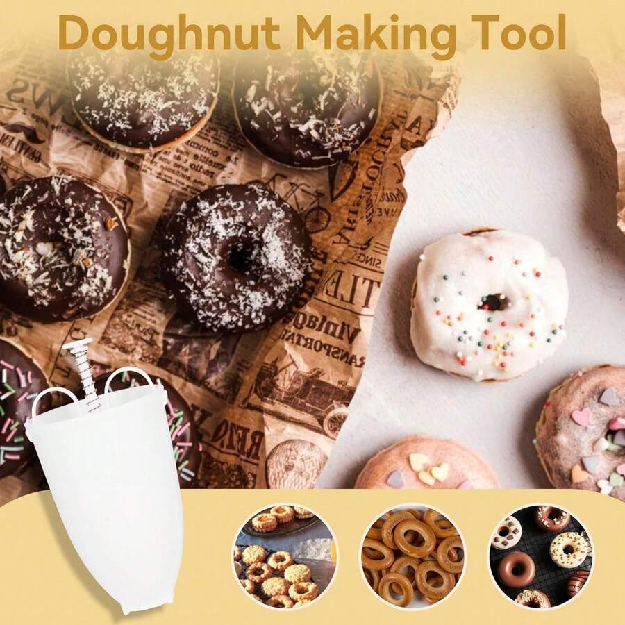 Manual Donut Maker, Plastic Donut Maker, Cookie & Donut Mold Maker, Donut Maker, Waffle Batter Dispenser, Donut Kitchen Baking Tool - White - View 1