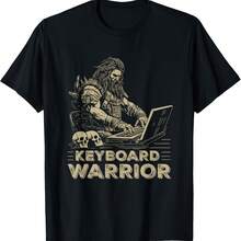 Camiseta de jugador de videojuegos con frase de guerrero del teclado para juegos en línea - Negro-4 - Ver 1