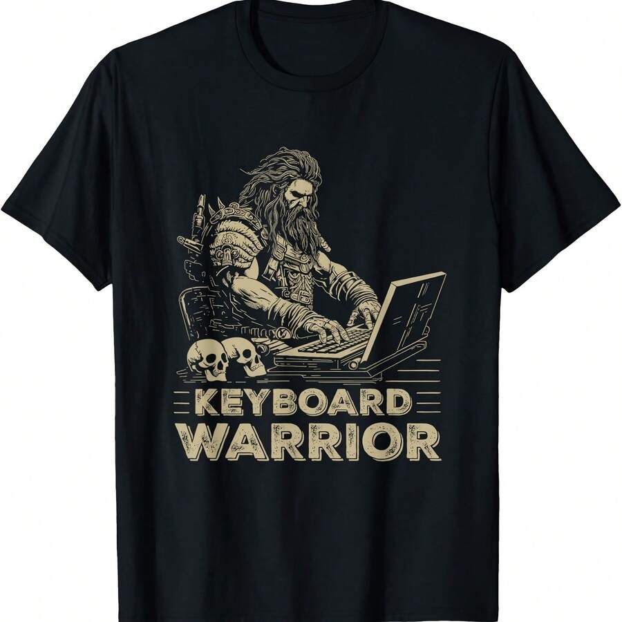 Camiseta de jugador de videojuegos con frase de guerrero del teclado para juegos en línea - Negro-4 - Ver 1