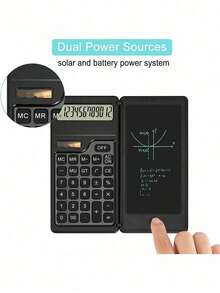 Foldable Scientific Calculator With 10-Digit LCD Display + Erasable Notepad Writing Board - Portable, Ideal For Middle/High School Students, Back To School - A - View 10