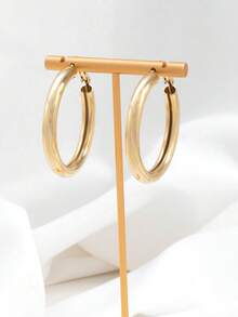 1 Pair Minimalist Style Versatile Earrings, Luxurious And Elegant - Gold - View 4