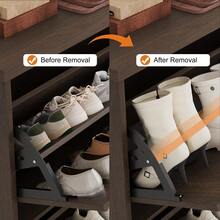 Space-Saving Shoe Cabinet Organizer With 4 Flip-Down Drawers & Adjustable Shelves, Narrow Freestanding Wooden Storage For Entryway Hallway - màu nâu - Xem 5