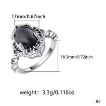 1 chiếc nhẫn bạc 925 kiểu cổ điển với đá giả mã não đen và đá cubic zirconia, thiết kế độc đáo dành cho nữ, phù hợp cho sử dụng hàng ngày, dịp lễ hội hoặc làm quà sinh nhật. - Bạc - Xem 5
