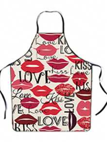 Makeup Lipstick & Nail Polish Pattern Apron, Funny Creative Kitchen Apron For Home Use, Anti-Stain - A - View 2