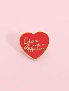1Pc You Make A Difference Enamel Pins Motivating Red Heart Quotes Metal Brooches Lapel Badge Jewelry Gifts For Lover Friend - Multicolor - View 1