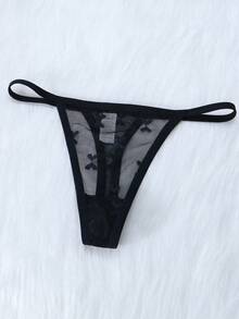 Set de 5 bragas de encaje sexy para mujer, tanga de malla transparente de cintura baja - Multicolor - Ver 11