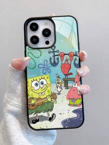 1pc Acrylic Cartoon Creative SpongeBob Squarepare Crab Boss Fitness Pattern Phone Case, Full Body Shockproof Protective Cover Compatible With IPhone 17/16/15/14/13/12/11 Pro Max And Other Models - Multicolor - View 4