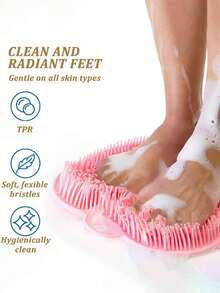 1pc Silicone Foot Massage Mat, Multi-Functional Slouchy Massage Bath Brush With Exfoliating, Foot Cleaning, Scrubbing And Back Washing Functions, Suitable For Bathroom Shower - Foot Care - Foot Scrub - Bathroom Supplies - Bathroom Decor - Shower Back Cleaning Brush - Multicolor - View 9