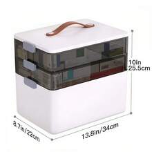 Caja de medicina familiar de 3 capas - Gran capacidad, multicapa, sellada, reforzada, con ventana transparente - Perfecta para el almacenamiento de medicamentos en el hogar y dormitorio - Blanco - Ver 9