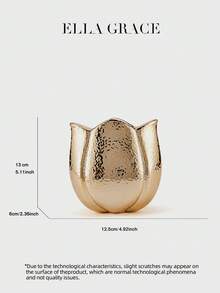 ELLA GRACE- Gold Metallic Tulip Flower Shaped Clutch Bag Hammered Texture Chain Evening Mini Purse Elegant Party Wedding Novelty Shoulder Bag Handbag - 金色 - 查看 3