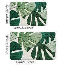 2D Flat, 1 Piece 2D Flat Printed Tropical Green Leaf Pattern Bathroom Door Short Hair Carpet, Suitable For Living Room, Bedroom, Kitchen, Office, Bathtub Shower Decorative Mat, Soft Surface, All-Season Use, Reusable For Halloween, Thanksgiving, Christmas ZZTM12, 2D Flat - 預設 - 查看 6