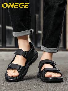 1双男士夏季沙滩鞋，新款运动耐磨透气时尚鞋，简约防滑驾驶休闲凉鞋 - 黑色 - 查看 4