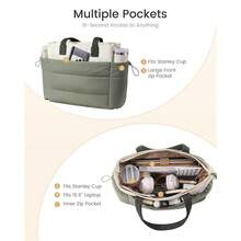 LOVEVOOK Tote Bag For Women With Giant Tumbler Holder Pocket, Puffer Work Travel Laptop Handbag With Zipper For Nurse Teacher - Màu tím - Xem 4