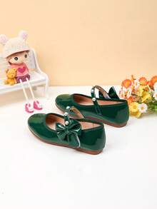 Fashionable Girl Pearl Flat Shoes, Autumn/Winter - Green - View 5