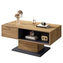 Modern Coffee Table With Double-Sided Storage, Large Shelf And Additional Inner Compartment: Versatile Living Room Table With A Practical Organizational Design. - Gray + Wood - View 9