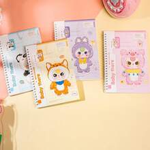 4 Books, 1 Set Of A5 Books, Back-To-School Season, Gilded Cover, Hard Face, Student Supplies Books, School Reward Books, Notebook Books, Cartoon Coil Books, Notepad Books, Cute Student Stationery, Paper Student Prizes - A5 - View 1