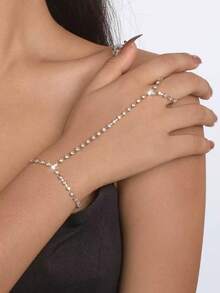 銀色單層爪鏈連指手指鏈