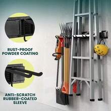 Garage Garden Tool Holder Storage Rack Shed Wall Mounted Organiser Long Hook - Black - View 4