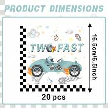 20pcs 6.5inch*6.5inch Blue Racing Car 2nd Birthday Party Disposable 2-Ply Napkins, 20 Servings, Suitable For Various Party Occasions, Event Napkins, Holiday Decorations, Fashionable Napkins, Elegant Party Decor - Multicolor - View 3