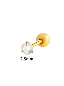 1 pieza Pendiente de cartílago de acero inoxidable con circonita micro-incrustada de moda clásica - Dorado - Ver 3