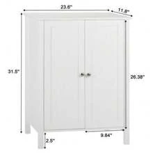 Wooden Cabinet 3 Shelves Double Door Bathroom Storage Floor Organizer White - 白色 - 查看 4